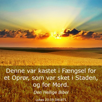 Picture 03 - Lukas 23:19 DA1871 - Denne var kastet i Fængsel for et Oprør, som - Bible Verse Picture