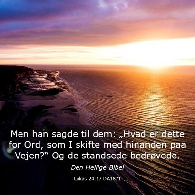 Picture 03 - Lukas 24:17 DA1871 - Men han sagde til dem: „Hvad er dette for Ord, - Bible Verse Picture