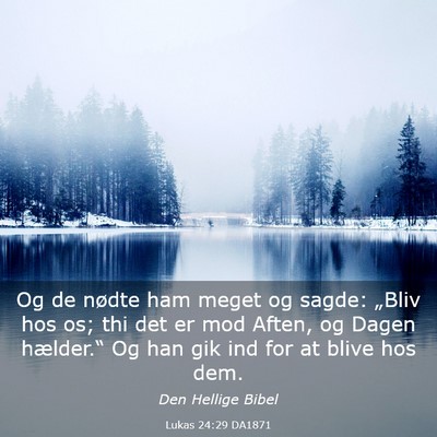 Picture 03 - Lukas 24:29 DA1871 - Og de nødte ham meget og sagde: „Bliv hos os; - Bible Verse Picture