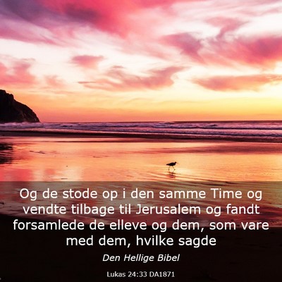 Picture 03 - Lukas 24:33 DA1871 - Og de stode op i den samme Time og vendte tilbage - Bible Verse Picture