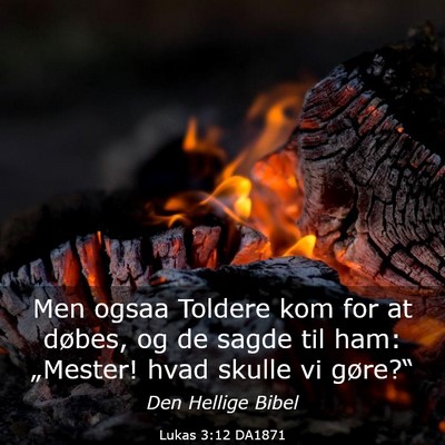 Picture 03 - Lukas 3:12 DA1871 - Men ogsaa Toldere kom for at døbes, og de sagde - Bible Verse Picture