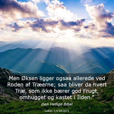 Picture 03 - Lukas 3:9 DA1871 - Men Øksen ligger ogsaa allerede ved Roden af - Bible Verse Picture