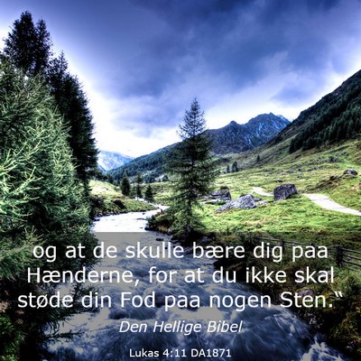 Picture 03 - Lukas 4:11 DA1871 - og at de skulle bære dig paa Hænderne, for at - Bible Verse Picture