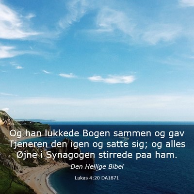 Picture 03 - Lukas 4:20 DA1871 - Og han lukkede Bogen sammen og gav Tjeneren den - Bible Verse Picture