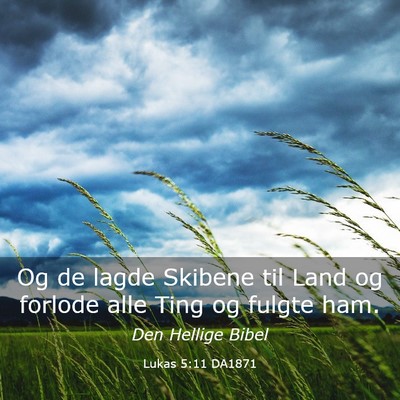 Picture 03 - Lukas 5:11 DA1871 - Og de lagde Skibene til Land og forlode alle Ting - Bible Verse Picture