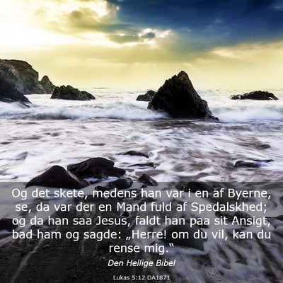 Picture 03 - Lukas 5:12 DA1871 - Og det skete, medens han var i en af Byerne, se, - Bible Verse Picture