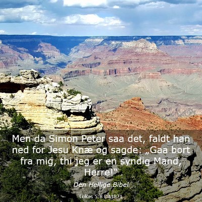 Picture 03 - Lukas 5:8 DA1871 - Men da Simon Peter saa det, faldt han ned for - Bible Verse Picture