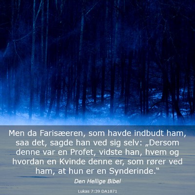 Picture 03 - Lukas 7:39 DA1871 - Men da Farisæeren, som havde indbudt ham, saa - Bible Verse Picture