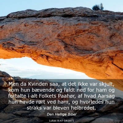 Picture 03 - Lukas 8:47 DA1871 - Men da Kvinden saa, at det ikke var skjult, kom - Bible Verse Picture