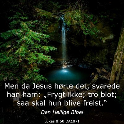 Picture 03 - Lukas 8:50 DA1871 - Men da Jesus hørte det, svarede han ham: - Bible Verse Picture