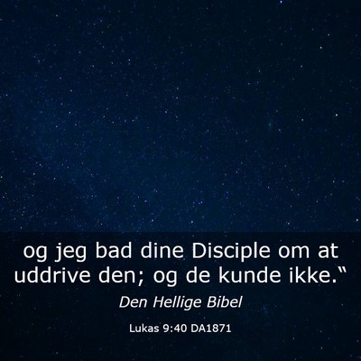 Picture 03 - Lukas 9:40 DA1871 - og jeg bad dine Disciple om at uddrive den; og de - Bible Verse Picture