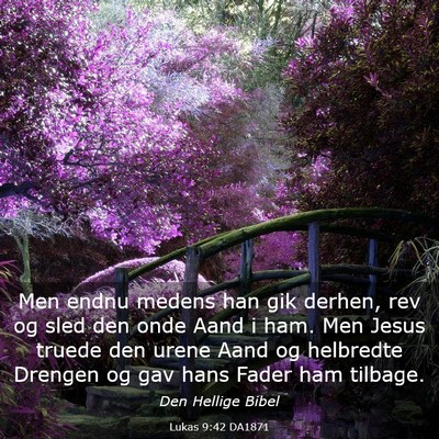 Picture 03 - Lukas 9:42 DA1871 - Men endnu medens han gik derhen, rev og sled den - Bible Verse Picture