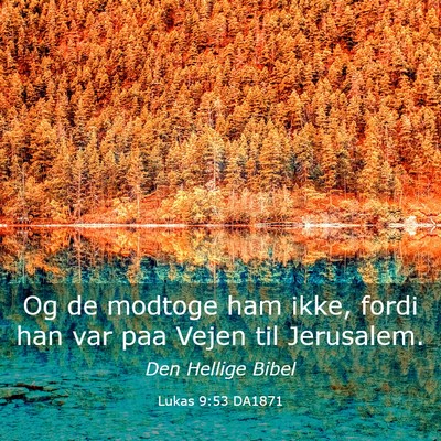 Picture 03 - Lukas 9:53 DA1871 - Og de modtoge ham ikke, fordi han var paa Vejen - Bible Verse Picture