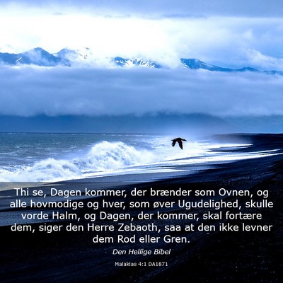 Picture 03 - Malakias 4:1 DA1871 - Thi se, Dagen kommer, der brænder som Ovnen, og - Bible Verse Picture