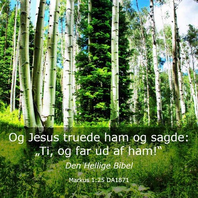 Picture 03 - Markus 1:25 DA1871 - Og Jesus truede ham og sagde: „Ti, og far ud af - Bible Verse Picture