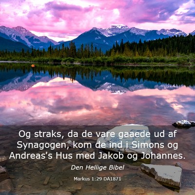 Picture 03 - Markus 1:29 DA1871 - Og straks, da de vare gaaede ud af Synagogen, kom - Bible Verse Picture
