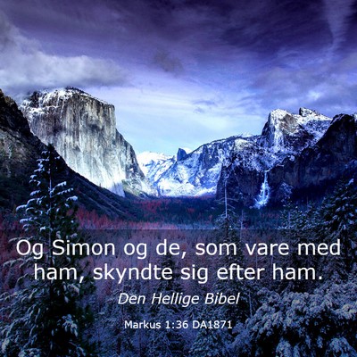 Picture 03 - Markus 1:36 DA1871 - Og Simon og de, som vare med ham, skyndte sig - Bible Verse Picture
