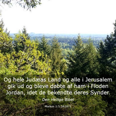 Picture 03 - Markus 1:5 DA1871 - Og hele Judæas Land og alle i Jerusalem gik ud - Bible Verse Picture