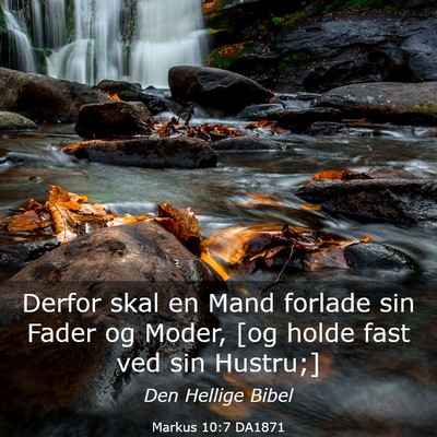 Picture 03 - Markus 10:7 DA1871 - Derfor skal en Mand forlade sin Fader og Moder, - Bible Verse Picture