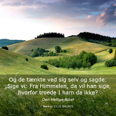 Picture 03 - Markus 11:31 DA1871 - Og de tænkte ved sig selv og sagde: „Sige vi: - Bible Verse Picture