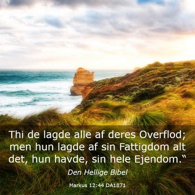 Picture 03 - Markus 12:44 DA1871 - Thi de lagde alle af deres Overflod; men hun - Bible Verse Picture