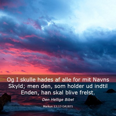 Picture 03 - Markus 13:13 DA1871 - Og I skulle hades af alle for mit Navns Skyld; - Bible Verse Picture