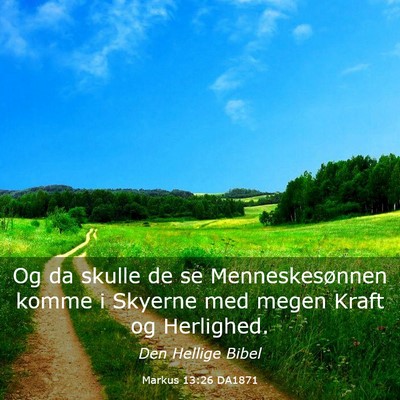 Picture 03 - Markus 13:26 DA1871 - Og da skulle de se Menneskesønnen komme i - Bible Verse Picture