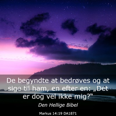 Picture 03 - Markus 14:19 DA1871 - De begyndte at bedrøves og at sige til ham, en - Bible Verse Picture