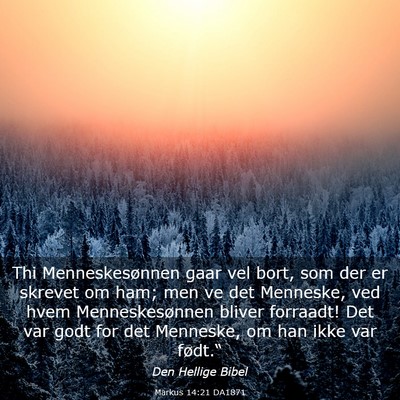 Picture 03 - Markus 14:21 DA1871 - Thi Menneskesønnen gaar vel bort, som der er - Bible Verse Picture