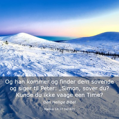 Picture 03 - Markus 14:37 DA1871 - Og han kommer og finder dem sovende og siger til - Bible Verse Picture