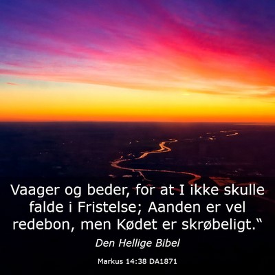 Picture 03 - Markus 14:38 DA1871 - Vaager og beder, for at I ikke skulle falde i - Bible Verse Picture