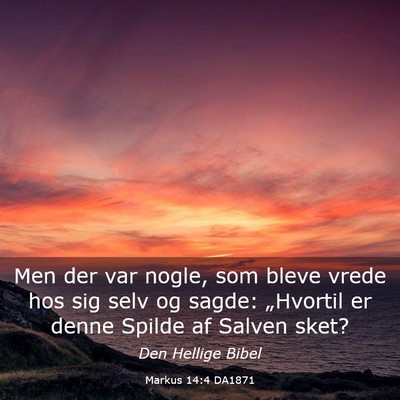Picture 03 - Markus 14:4 DA1871 - Men der var nogle, som bleve vrede hos sig selv - Bible Verse Picture