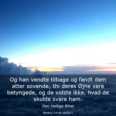 Picture 03 - Markus 14:40 DA1871 - Og han vendte tilbage og fandt dem atter sovende; - Bible Verse Picture