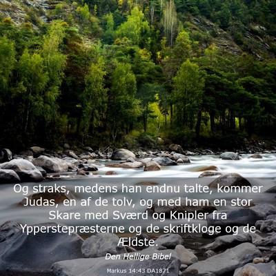 Picture 03 - Markus 14:43 DA1871 - Og straks, medens han endnu talte, kommer Judas, - Bible Verse Picture