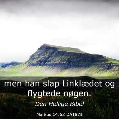 Picture 03 - Markus 14:52 DA1871 - men han slap Linklædet og flygtede - Bible Verse Picture