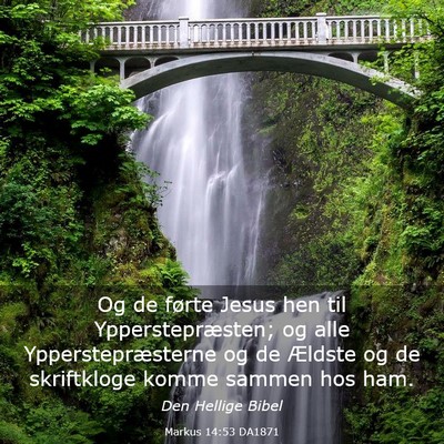 Picture 03 - Markus 14:53 DA1871 - Og de førte Jesus hen til Ypperstepræsten; og - Bible Verse Picture