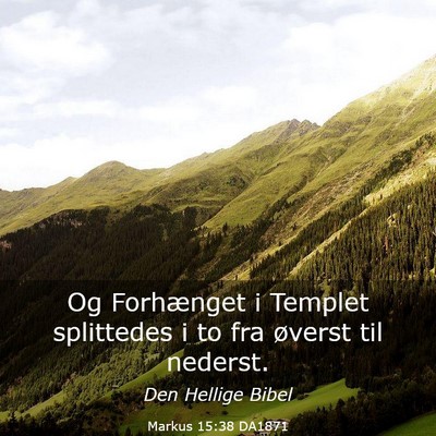 Picture 03 - Markus 15:38 DA1871 - Og Forhænget i Templet splittedes i to fra - Bible Verse Picture