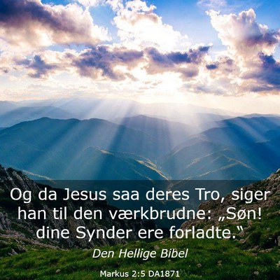 Picture 03 - Markus 2:5 DA1871 - Og da Jesus saa deres Tro, siger han til den - Bible Verse Picture