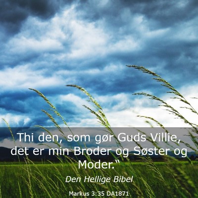 Picture 03 - Markus 3:35 DA1871 - Thi den, som gør Guds Villie, det er min Broder - Bible Verse Picture