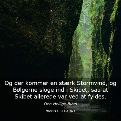 Picture 03 - Markus 4:37 DA1871 - Og der kommer en stærk Stormvind, og Bølgerne - Bible Verse Picture