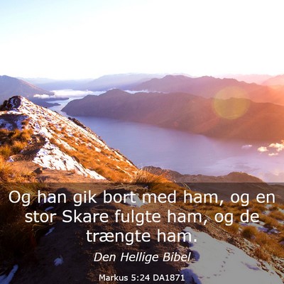 Picture 03 - Markus 5:24 DA1871 - Og han gik bort med ham, og en stor Skare fulgte - Bible Verse Picture