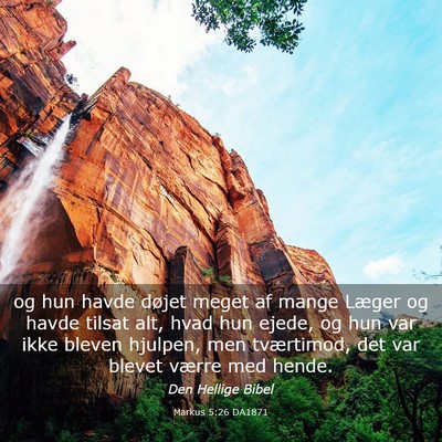 Picture 03 - Markus 5:26 DA1871 - og hun havde døjet meget af mange Læger og - Bible Verse Picture