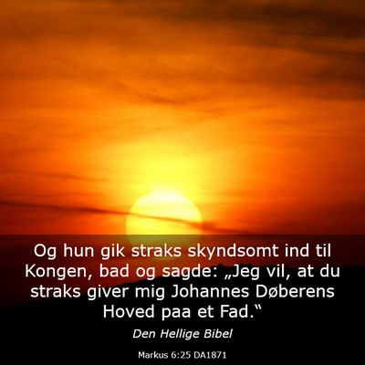 Picture 03 - Markus 6:25 DA1871 - Og hun gik straks skyndsomt ind til Kongen, bad - Bible Verse Picture