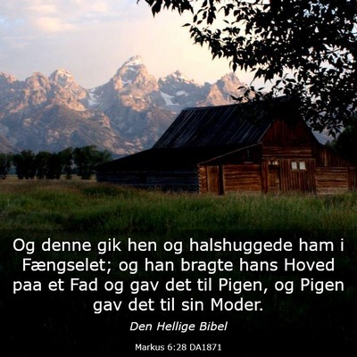 Picture 03 - Markus 6:28 DA1871 - Og denne gik hen og halshuggede ham i Fængselet; - Bible Verse Picture