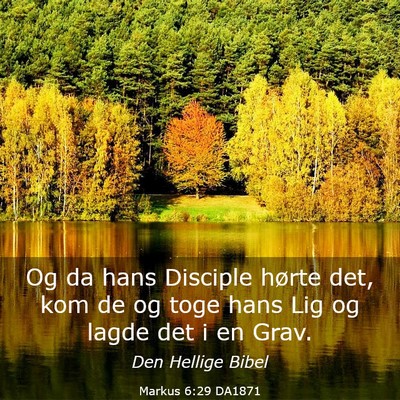 Picture 03 - Markus 6:29 DA1871 - Og da hans Disciple hørte det, kom de og toge - Bible Verse Picture