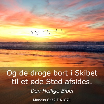 Picture 03 - Markus 6:32 DA1871 - Og de droge bort i Skibet til et øde Sted - Bible Verse Picture