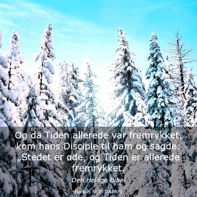 Picture 03 - Markus 6:35 DA1871 - Og da Tiden allerede var fremrykket, kom hans - Bible Verse Picture