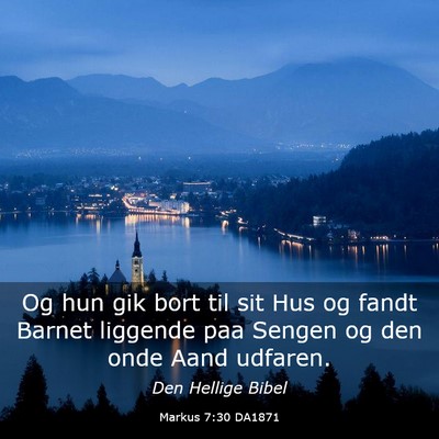 Picture 03 - Markus 7:30 DA1871 - Og hun gik bort til sit Hus og fandt Barnet - Bible Verse Picture