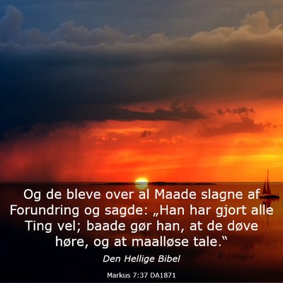 Picture 03 - Markus 7:37 DA1871 - Og de bleve over al Maade slagne af Forundring og - Bible Verse Picture