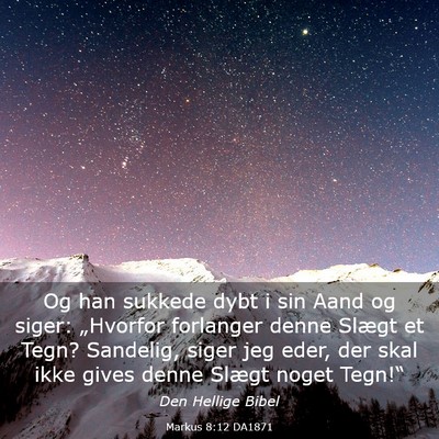 Picture 03 - Markus 8:12 DA1871 - Og han sukkede dybt i sin Aand og siger: - Bible Verse Picture